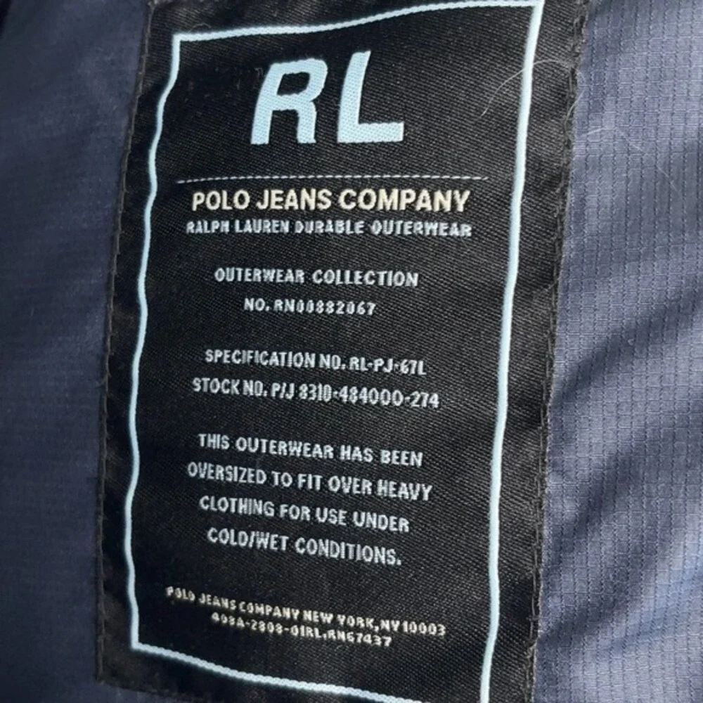 Rare VTG Ralph Lauren Polo Jeans‎ Co. RL-67 Down Puffer Jacket Large Navy Orange